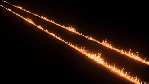 Fire Trail. Burning Trail. Fire Trail on Road Stock Footage 250934794