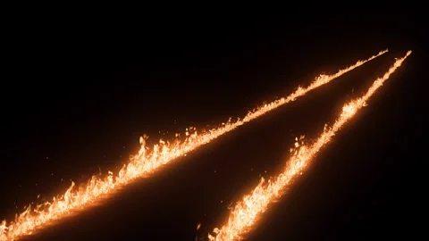 Fire Trail. Burning Trail. Fire Trail on Road Stock Footage 250934877