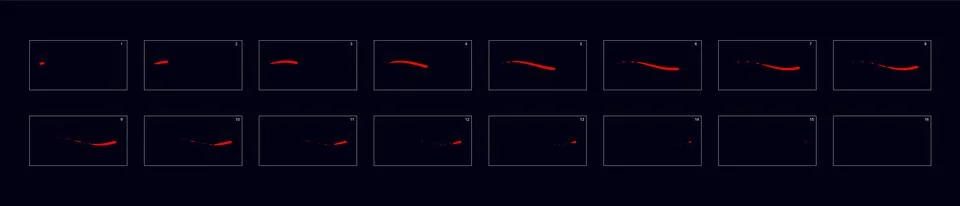 Fire trail effect. Smoke animation sprite sheet for game or cartoon or animat Stock Illustration