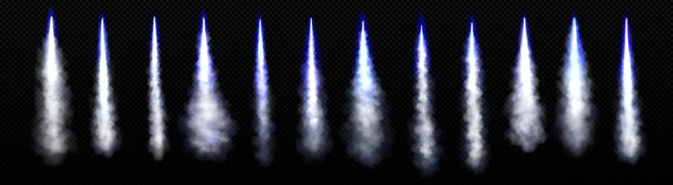 Fire trail with smoke of rocket, spaceship launch Illustrazione stock