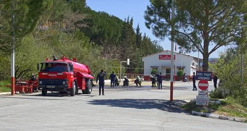 Fire training at the firehouse Stock-Fotos