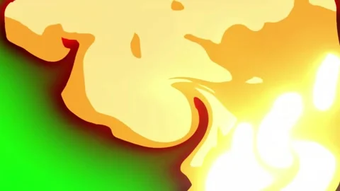Fire transition animation on green background with burning flames. Stock Footage 322783680