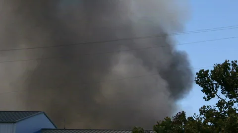 Fire Truck and Huge Billowing Smoke Stock Footage