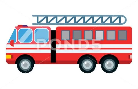 Fire truck car vector illustration isolated cartoon silhouette fast emergency Stock Illustrationen