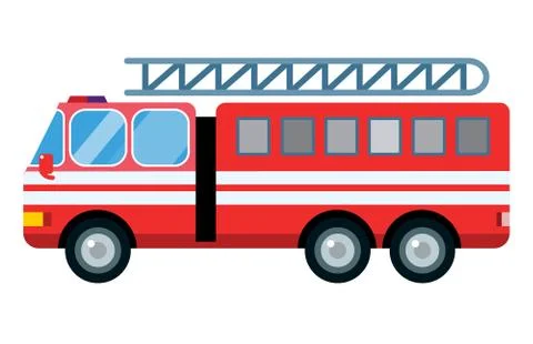 Fire truck car vector illustration isolated cartoon silhouette fast emergency Stock Illustration