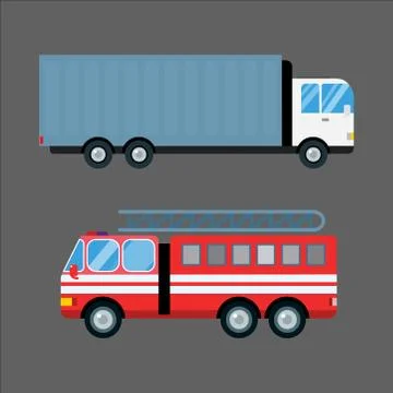 Fire truck car vector illustration isolated cartoon silhouette fast emergency Stock Illustration