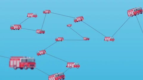 Fire truck connection lines animation Stock Footage 157020102