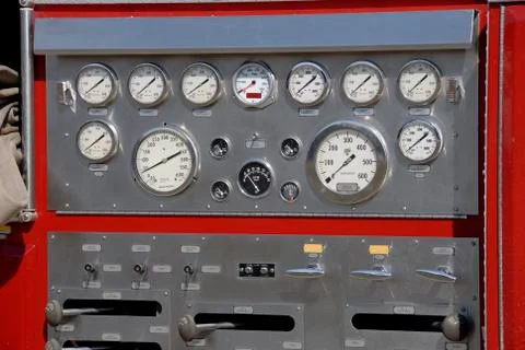 Fire truck control panel Stock Photos