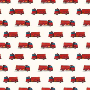Fire truck doodle pattern Fire truck children drawing repeating pattern fo... Stock Photos
