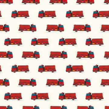 Fire truck doodle pattern Illustrazione stock