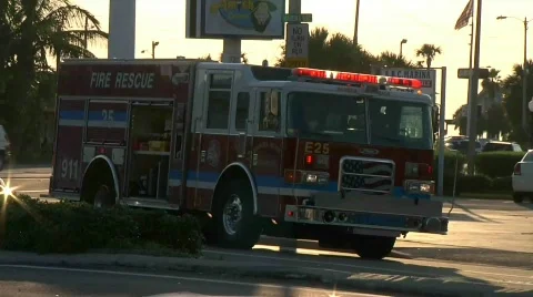 Fire truck (Engine 25) Stock Footage 759227