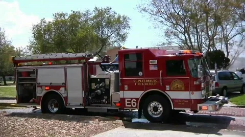 Fire truck Engine 6 Stock Footage 759331