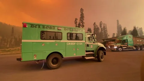 Fire Truck at Fire Stock Footage 159984531