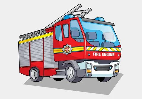 Fire truck in fire station vector illustration Stock Illustration