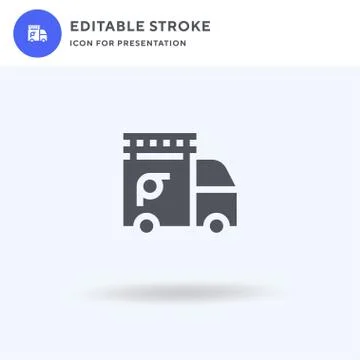 Fire Truck icon vector, filled flat sign, solid pictogram isolated on white,  Illustrazione stock
