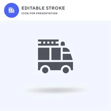 Fire Truck icon vector, filled flat sign, solid pictogram isolated on white 스톡 일러스트