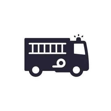 Fire truck icon on white, vector pictogram 스톡 일러스트