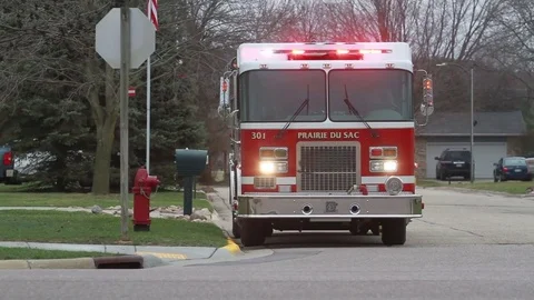 Fire Truck with Lights on Video stock 74065002