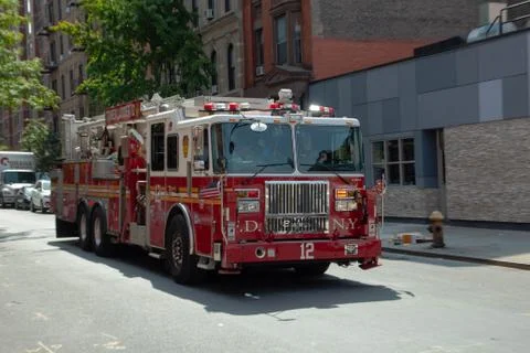 Fire Truck in Manhattan New York, USA Stock Photos