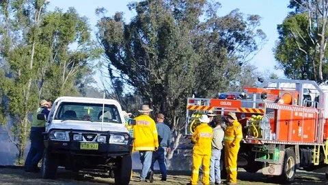 Fire Truck &amp; Men Stock Footage 112960580