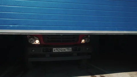 Fire Truck Pulls out of Garage. Fireman Runs up to Cabin. Firefighters Leav Stock Footage 159502049