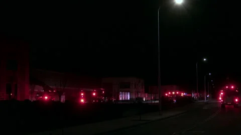 Fire truck at the scene  at night Stock Footage 153330711