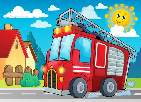 Fire truck theme image - eps10 vector illustration. 스톡 일러스트