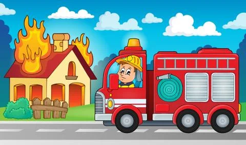 Fire truck theme image - eps10 vector illustration. Stock Illustration