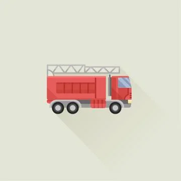 Fire truck vector icon flat style 스톡 일러스트