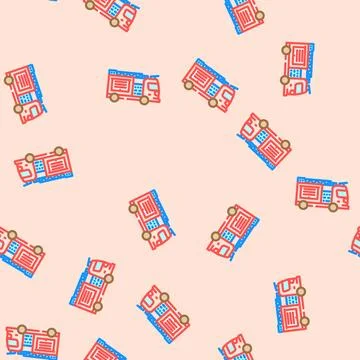 Fire truck wildfire disaster vector seamless pattern Stock Illustration