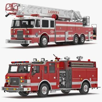 Fire Trucks Collection 3D Model