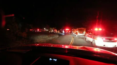 Fire trucks in line at a brush fire Stock-Footage 12351952