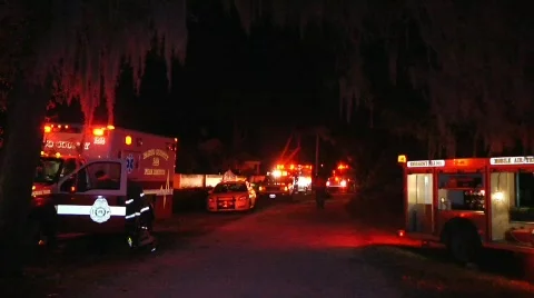 Fire Trucks On Scene Stock Footage 687296