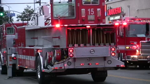 Fire trucks on scene Stock Footage 1666022