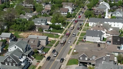 Fire Trucks In Small Town 動画素材 196131835