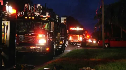 Fire trucks staging Stock Footage 934388