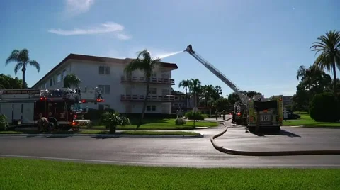 Fire Trucks Working Stock Footage 937428