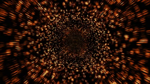 Fire tunnel. 4K motion graphics. Beautiful abstraction. Flight in futuristic Video stock 168353595