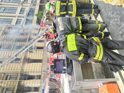 Fire on Tverskaya street in Moscow Stock Photos