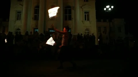 Fire twirling Stock Footage 11017777