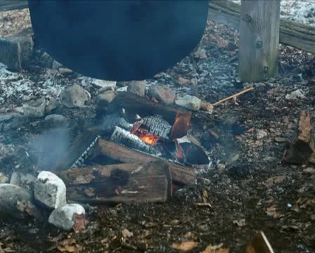 Fire under Cauldron PAL Stock Footage 10808393