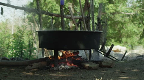 Fire under a traditional boiler.  Stock Footage 47443916