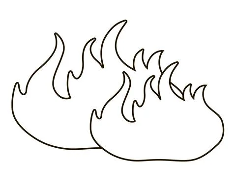 Fire - vector linear illustration for coloring. Outline. Flames - isolated Stock-Illustration