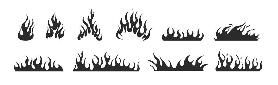 Fire vector silhouette illustration. Flame wildfire Stock Illustration