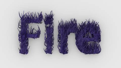 Fire - violet word 3d isolated on white background, render illustration, Real Illustrazione stock
