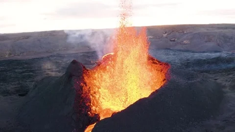 Fire from volcano burst Stock Footage 314908276