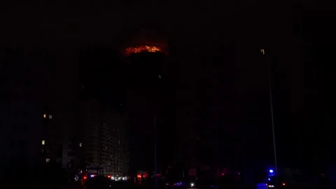 Fire in Vox high-rise complex in Batumi Stock Footage 226902183