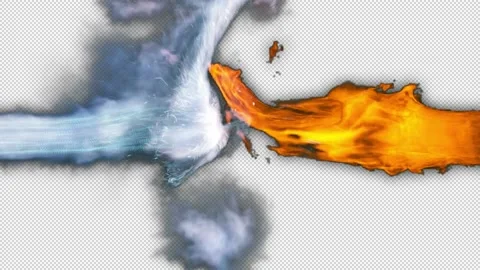 Fire vs Ice fluid simulation | Stock Video | Pond5