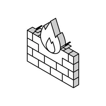 Fire wall isometric icon vector illustration 스톡 일러스트