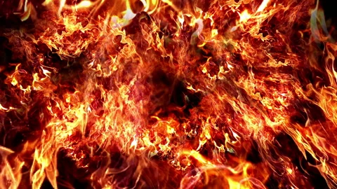 Fire wall Looping in slow motion isolated seamless loop. Stock Footage 92837551